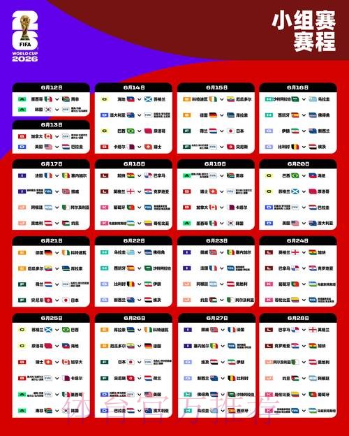 2026世界杯完整比赛日程安排 2026世界杯完整比赛日程安排